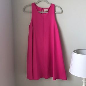 High neck neon pink a line dress